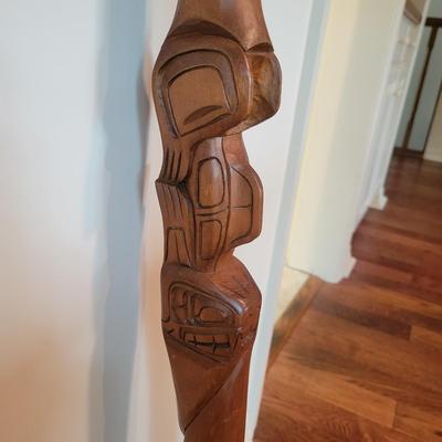 Signed Talking Stick Salish First Nation's Totem (GR-DW)