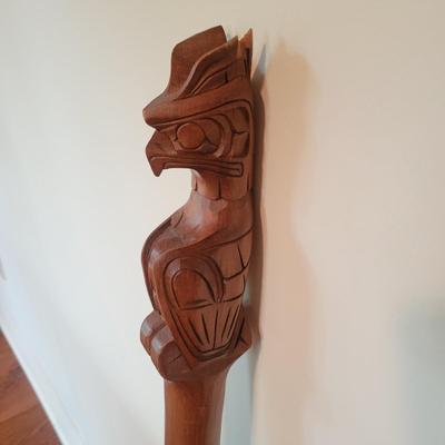 Signed Talking Stick Salish First Nation's Totem (GR-DW)