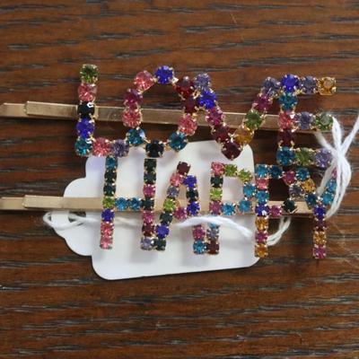 "Happy" and "Love" Hair Clips