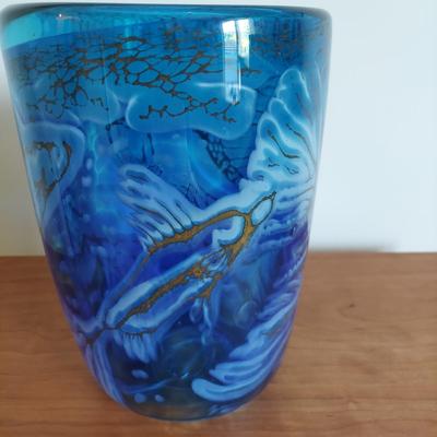 The Fish Series Blue Glass Vase (O-BBL)