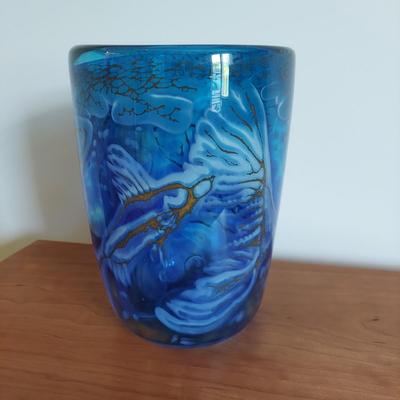 The Fish Series Blue Glass Vase (O-BBL)