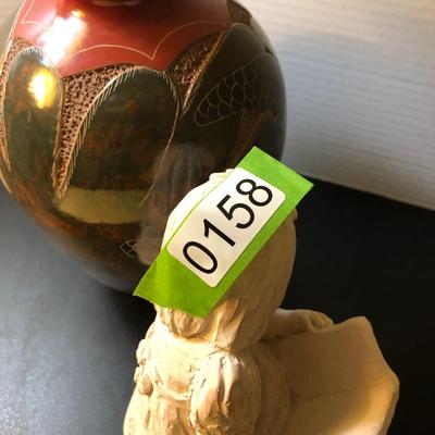Austin Prod. Inc. Girl Statue & Edgar Noel Hand Carved Sea Turtle Vase -Lot 158