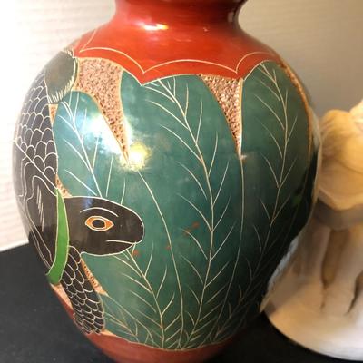Austin Prod. Inc. Girl Statue & Edgar Noel Hand Carved Sea Turtle Vase -Lot 158