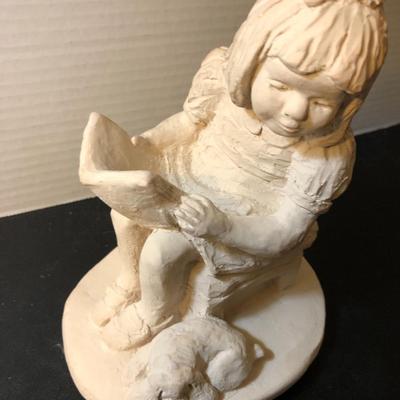 Austin Prod. Inc. Girl Statue & Edgar Noel Hand Carved Sea Turtle Vase -Lot 158
