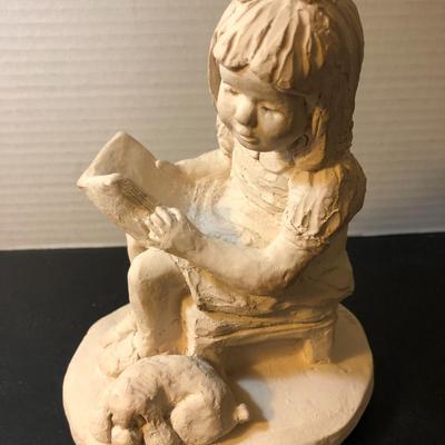 Austin Prod. Inc. Girl Statue & Edgar Noel Hand Carved Sea Turtle Vase -Lot 158