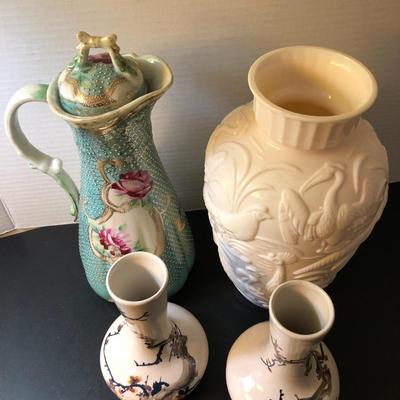 Three Vases & Tall Pitcher -Lot 158