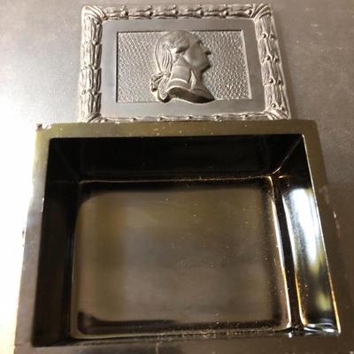 Lincolnâ€™s New Salem IL. Staffordshire Ware England & Metal Trinket Box -Lot 160