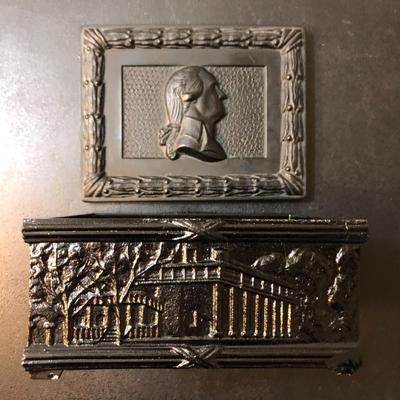 Lincolnâ€™s New Salem IL. Staffordshire Ware England & Metal Trinket Box -Lot 160