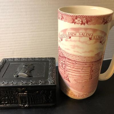 Lincolnâ€™s New Salem IL. Staffordshire Ware England & Metal Trinket Box -Lot 160