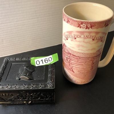 Lincolnâ€™s New Salem IL. Staffordshire Ware England & Metal Trinket Box -Lot 160