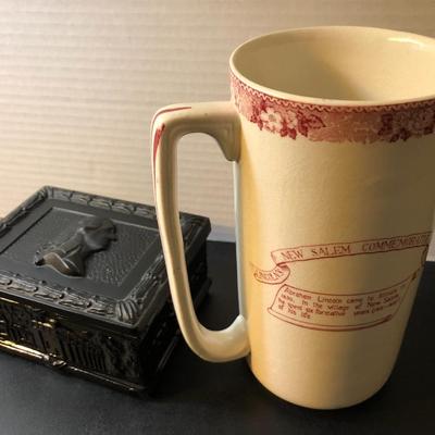 Lincolnâ€™s New Salem IL. Staffordshire Ware England & Metal Trinket Box -Lot 160