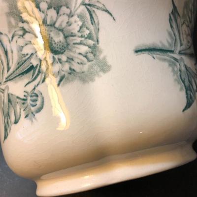 Antique Alba China Bona Fama Melior Zona Aurea Teal Large Pitcher -Lot 161