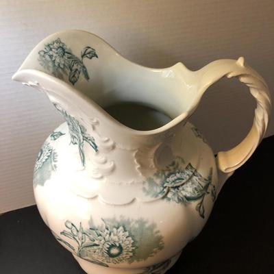 Antique Alba China Bona Fama Melior Zona Aurea Teal Large Pitcher -Lot 161