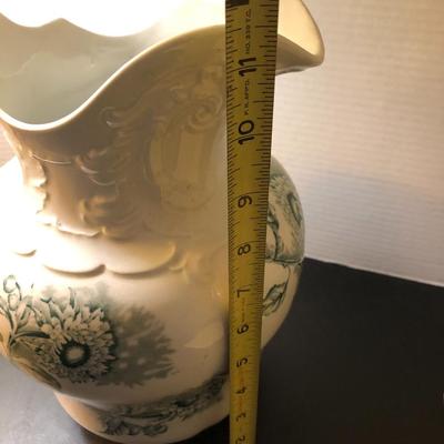 Antique Alba China Bona Fama Melior Zona Aurea Teal Large Pitcher -Lot 161