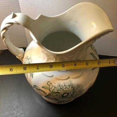 Antique Alba China Bona Fama Melior Zona Aurea Teal Large Pitcher -Lot 161