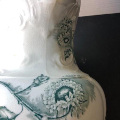 Antique Alba China Bona Fama Melior Zona Aurea Teal Large Pitcher -Lot 161