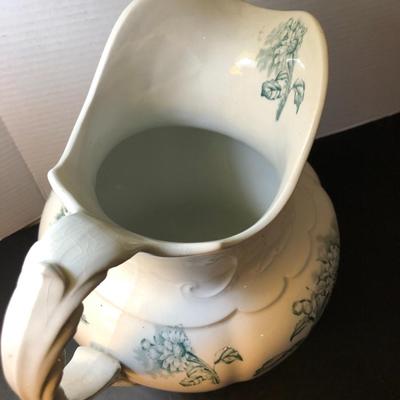 Antique Alba China Bona Fama Melior Zona Aurea Teal Large Pitcher -Lot 161