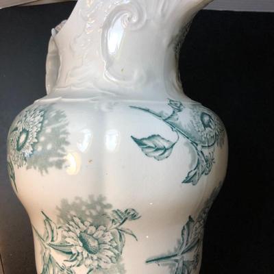 Antique Alba China Bona Fama Melior Zona Aurea Teal Large Pitcher -Lot 161