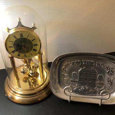 Wilton Plate & Stand and Bulova Clock (untested) -Lot 163