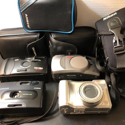 Four Cameras & Cases (Olympus, Ansco, Minolta, Nikon) -Lot 168
