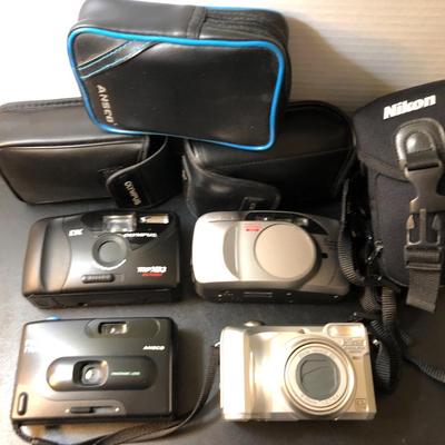 Four Cameras & Cases (Olympus, Ansco, Minolta, Nikon) -Lot 168