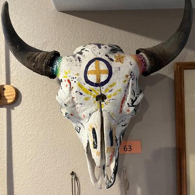 Hand painted Buffalo Skull