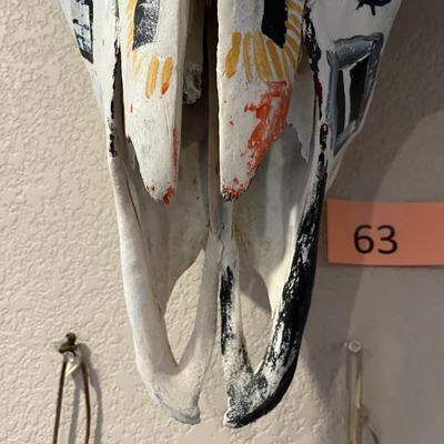 Hand painted Buffalo Skull