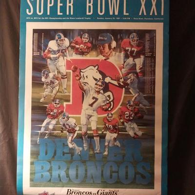 SUPER BOWL XX1 DENVER BRONCOS POSTER