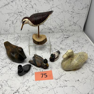 Assorted Ducklery - Small Duck carvings of various material wood & rock