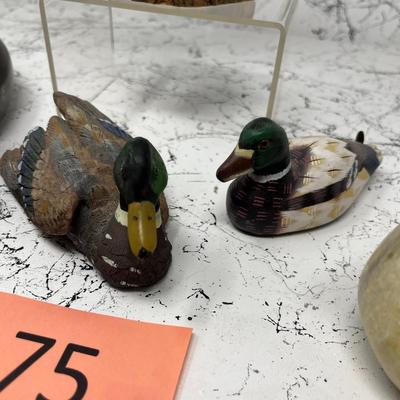 Assorted Ducklery - Small Duck carvings of various material wood & rock
