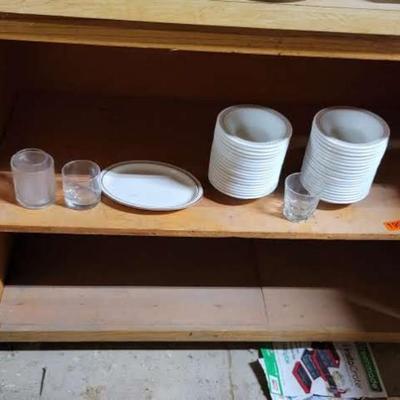 Misc. bowls, plates, coffee thermos and counter