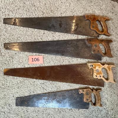 4 Antique Wood Saws #2