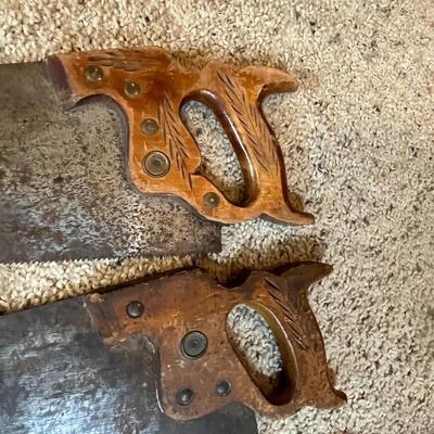 4 Antique Wood Saws #2