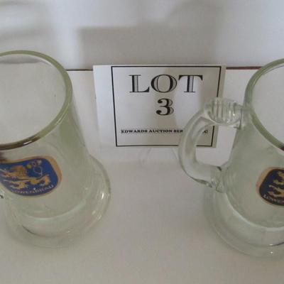 Older Tall Glass Lowenbrau Beer Mugs