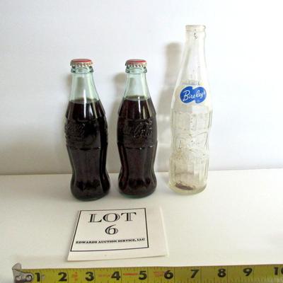 Vintage Bierley's Bottle and 2 Unopened Older Glass Coca Cola Bottles