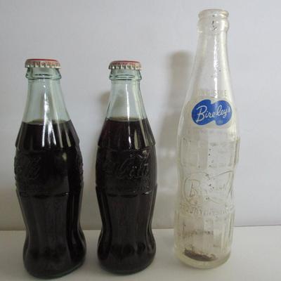 Vintage Bierley's Bottle and 2 Unopened Older Glass Coca Cola Bottles