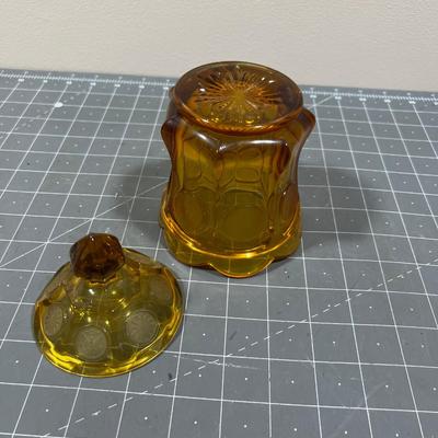 Amber Coin Glass Jar with Lid