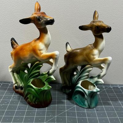 2 Ceramic DEER Planters
