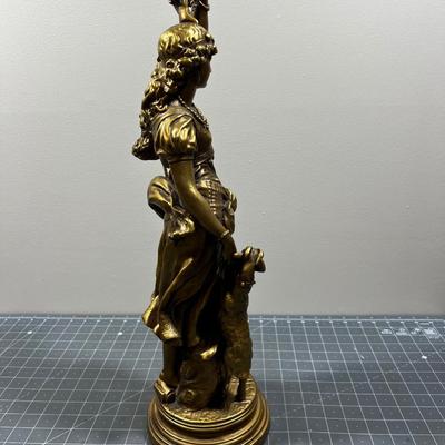 Golden Lovely Statue of Roma Woman with her Goat 