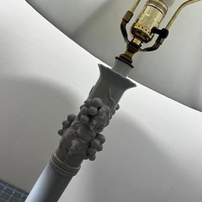White Porcelain Lamp with Grapes and Leaves