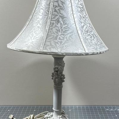 White Porcelain Lamp with Grapes and Leaves