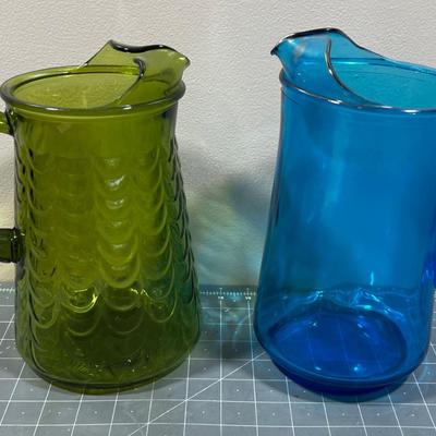 Water Pitchers Green & Blue 