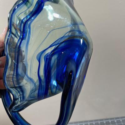 2 Hand Blown Glass Blue and Green 