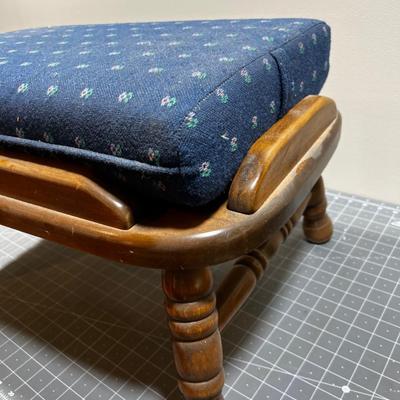 Maple Foot Stool with Blue Cushion 