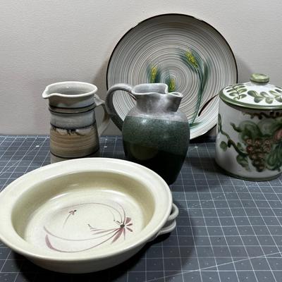 5 Pieces of Art Pottery, several are Studio Art Pottery