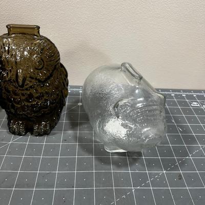 Glass Piggy Bank: Pig, Owl & Treasure Chest 