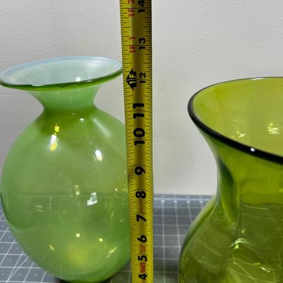 GREEN Large Glass Vases (3) 