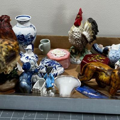 Box top of Miniatures; Cougar, Chickens, George and Martha etc.