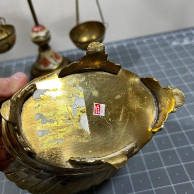 Brass (3) Scale, Planter, Vase