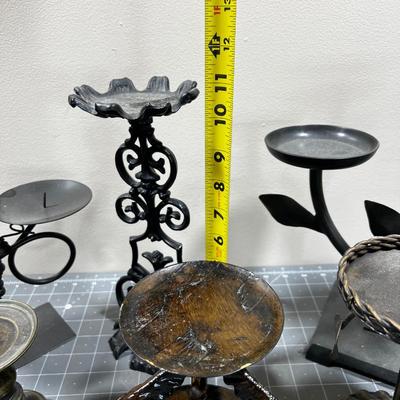 Huge Lot of Bronze Candle Holders